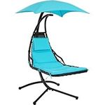 Yaheetech Hanging Lounger with Stand Hammock Chair with Stand Outdoor Patio Swing, Swinging Chair, Parasol UV Protection, Ergonomic Shape, Hanging Armchair for Balcony Garden Patio