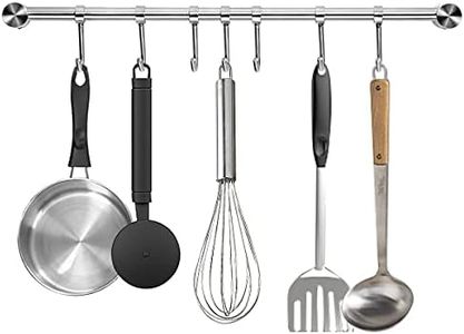 Audmore 15.6 Inch Wall Mounted Pots and Pans Hanging Rack, 304 Stainless Steel, Rust Resistant, Space Saving, Easy Installation, 7 Sliding Hooks, 1 Pack