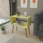 ETIQUETTE ART Retro Bookcase Nightstand, End Table,Bed Side Table for Small Spaces Magazine Stand with Storage Engineered Wood Wooden Bedside Table, Coffee Table, Living Room/Bedroom (Yellow)