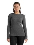 Icebreaker Merino 175 Everyday Women’s Shirts, Long Sleeve Crew, 100% Pure Merino Wool Base Layer for Women with Soft Ribbed Fabric - Thermal Shirt for Cold Weather, Gritstone HTHR, X-Small