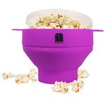 MMUGOOLER Original Microwave Popcorn Popper Silicone Popcorn Maker, Collapsible Bowl with Lid BPA Free and Dishwasher Safe, Quick & Easy(Purple)