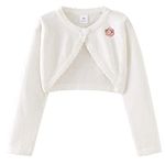 Happy Cherry Toddler Baby Girl Long Sleeve Bolero Shrug Cotton Knitted Open Front Cardigan with Bowknot White 02 3-4 Years