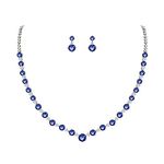 Ever Faith Women's Wedding Jewelry Round Full CZ Necklace Earrings Set Blue Silver-Tone