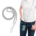 GadgetBite Diamond Charm Phone Lanyard - Cross body lanyard, Mobile Holder Strap, Hands-Free Neck Hanging Chain Accessory, Compatible with iPhone & Most Smartphones, Charms for Phone Case.(Silver)