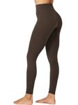 Sunzel Sunzfly Workout Leggings for Women, High Waisted Compression Workout Gym Yoga Pants, Tummy Control & No Front Seam Lycra Seal Brown Medium 26"