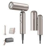 dreame High-Speed Pocket Hair Dryer, 3 Foldable Forms, 40s Fast Drying, 0.66 lbs Light Weight, Low Noise Hair Dryer, Fast Motor, 300 Million Negative Ions/cm³, 134.6℉ Constant Temperature