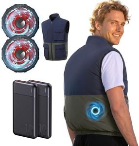 JIAE Cooling Vest with 2 pcs Battery Pack, 3 Fan Modes Air Conditioner Clothes for Construction, Outdoor Work & Activity (US, Alpha, X-Large, Regular, Regular)