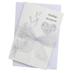 Pack of 10 Silver Wedding Invitations with ribbon and envelopes- Gatefold style!