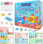 Preschool Learning Activities Montessori Busy Book for Kids, Tatulan Ocean Theme Learning Flip Book, Workbook Binders Travel Toy for Toddlers, Tracing Coloring Book Education Toys