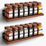 Wilvcsr 2-Tier Spice Rack Wall Mounted&Storage（40x9.5x7CM）,Kitchen Shelves Wall Mounted Made of Wood,Kitchen Shelf,Seasoning Organizer for inside Cupboard