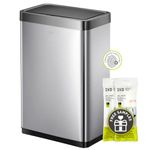 EKO Mirage-X 47 Liter / 12.4 Gallon Touchless Rectangular Motion Sensor Trash Can with Removable Liner, Brushed Stainless Steel Finish