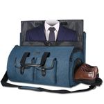 UNIQUEBELLA Polyester Carry-On Garment Bag Large Duffel Bag Suit Travel Bag Weekend Bag Flight Bag With Shoe Pouch For Men Women (Dark Grey2), Blue,