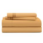 Cosy House Collection King Size Bed Sheets - Gold Luxury Sheet Set - Deep Pocket - Super Soft Hotel Bedding - Cool & Wrinkle Free - 1 Fitted, 1 Flat, 2 Pillow Cases - Tan King Sheets - 4 Piece