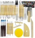 Pottery Tool Kit and Polymer Clay Tools Set for Modeling Sculpting Carving Tool Kit - 45 Pieces Ceramic Tools for Pottery Clay Sculpting Tools and Shaping Supplies Wood and Metal