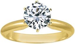 Houston Diamond District 1 Carat Round Cut Natural Diamond Solitaire Engagement Ring 14K Yellow Gold 6 Prong (K-L, I2, 1 c.t.w) Very Good Cut, Size 7