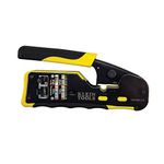 Klein Tools Pass-Thru Modular Wire Crimper, All-in-One Tool Cuts, Strips, Crimps, Fast and Reliable VDV226-110, Yellow/Black, Pack of 1