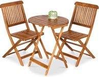 Best Choice Products 3-Piece Acacia Wood Bistro Set, Folding Patio Furniture for Backyard, Balcony, Deck w/ 2 Chairs, Round Coffee Table, Teak Finish - Natural