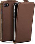 MoEx Magnetic Flip Case compatible with iPhone 4s / iPhone 4 | 360° protection faux leather, Dark Brown