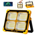 100W LED Solar Work Light Portable,10000LM 12000mAh Battery Work Light USB Rechargeable, 4 Light Modes, Camping lamp Portable Outdoor for Emergencies, Construction site, Camping, Garage