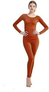 Full Bodysuit Womens Long Sleeve One Piece Jumpsuit Lycra Spandex Zentai Unitard - Brown - Large
