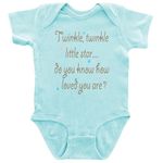 Apericots Baby Bodysuit, Cute Baby Clothes, Twinkle, Twinkle Little Star, Do You Know How Loved You are? 18 Months, Aquamarine