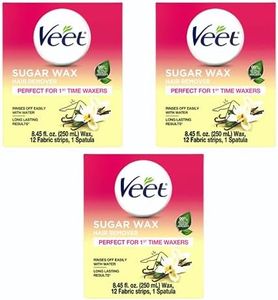 Veet Sugar Wax Hair Remover - Contains 12 Fabric Strips & 1 Spatula with a Temperature Indicator (Pack of 3)