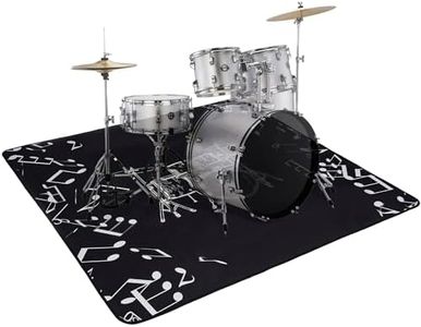 4.6Ft x 5.9Ft Drum Mat Drum Carpet Tightly Woven Fabric with Non-Slip Grip Bottom Drum Rug for Bedroom, Studio, Apartment, Soundproof, Roll of 27.6 Square Feet (White Drum Stand)