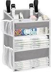 Hanging Diaper Organizer for Changing Table, Cribs, Car, Playard or Wall & Nursery Organization - Durable 2-Tier Diaper Caddy with Mesh Pockets and Viewable Design, Won't Deform, Crib Accessories