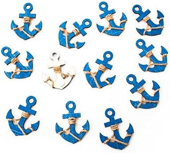 Logbuch-Verlag Set de 12 Anclas decoración comunión de Madera en Tonos Azules con Adhesivo Trasero - decoración Marinera comunión