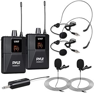 Pyle Dual UHF Microphone System - Portable Professional Cordless Microphone Set Wireless Mic Kit w/Headset/Lavalier Mic, Beltpack Transmitter, Receiver - Karaoke & Conference - Pyle PDWMU211,Black