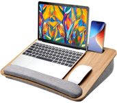 LORYERGO Lap Desk - Portable Laptop Lap Desk with Pillow Cushion & Wrist Rest, Fits up to 15.6 inch Laptop, Lap Table with Multi-Function Slot & Storage Packets for Couch, Bed