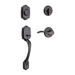 Weiser Matte Black Front Door Lock and Handle Set, Brentwood Deadbolt Lock and Handleset with Reversible Belmont Interior Door Handle, Front Door Handles with Lock/Front Door Lock, Home Décor