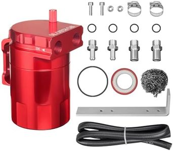 VehiMata Baffled Oil Catch Can,Oil Separator Catch Can 300ml Universal Aluminum Red