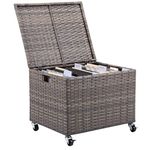 BIRDROCK HOME Rolling File Box - Storage Cabinet with Wheels - Weatherproof Rattan-Style Resin Deck Chest for Garden, Home and Office - Organize Cushions, Toys, and Accessories - Storage Box - Tan