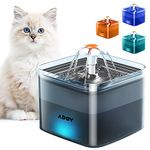 ADOV Cat Water Fountain for Drinking, 2L Automatic Pet Water Dispenser, Ultra Silent Pump, LED Light, Activated Carbon Filter, Healthy, Fresh and Hygienic Water Bowl for Kitten, Dogs - Grey