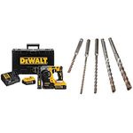 DEWALT DCH273P2 20V Max Brushless SDS Rotary Hammer with 5 Ah Batteries with DEWALT DW5470 5-Piece Rock Carbide SDS Plus Hammer Bit Set