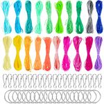 ACRSIKR String Gimp Plastic Lacing Cord for Bracelets Scoubidou Craft Kits with Snap Clip Hooks 20 Colors