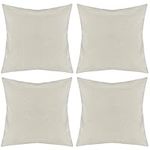 BELLE VOUS Blank Sublimation Pillow/Throw Cases (4 Pack) - 45 x 45cm / 17.72 x 17.72 inches - Cream Polyester Cushion Covers with Invisible Zippers for DIY Press Printing/Heat Transfer and Sofa Decor