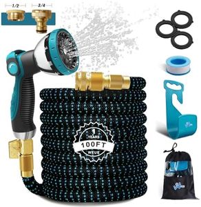 Upgraded Expandable Garden Hose Pipe 100ft, WEUE Expanding Water Hose with 10 Functions Spray Nozzle, Flexible Lightweight Anti-Kink 3450D 3-Layers Latex Core with 3/4''&1/2'' Hosepipes