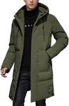 Gihuo Mens Long Puffer Jacket Winter Warm Hooded Outerwear Quilted Jacket Zip Up Padded Coats Outerwear(Army-Medium)