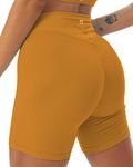 TomTiger Yoga Shorts for Women Tummy Control High Waist Biker Shorts Exercise Workout Butt Lifting Tights Women's Short Pants (Spruce Yellow, S)