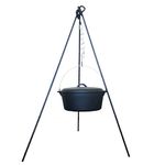 Cuisiland 2 pcs Pre-Seasoned 12-Quart Cast Iron Camp Dutch Oven with Dome Lid, and 48" Steel Tripod.