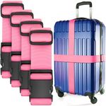 Luggage Straps for Suitcase - Pink, 1.9m x 5cm, 4 Pack - Strap for Suitcases - TSA Approved by BlueCosto