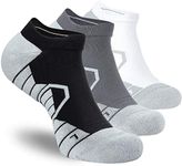 Hylaea No Show Athletic Running Socks for Men & Women Cushioned Compression No Show Socks (3 Pairs Black Grey White, Small)