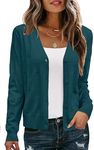 Arach&Cloz Womens Fashion Thanksgiving Cardigan Sweaters Long Sleeve Lightweight Casual Shrug Knit Christmas Sweater Tops Trendy Outfits 2024 Dark Green