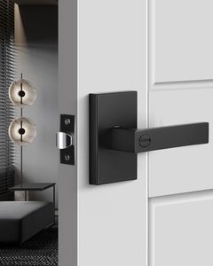 Goldenwarm Black Door Handles Privacy Door Levers, Heavy Duty Zinc Alloy Matte Black Interior Door Handles for Bedroom Bathroom (1 Pack)