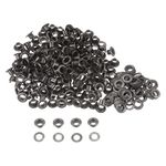 sourcing map 200set Grommets Kit Metal Eyelets 4.5mm 3/16" Hole Tiny Grommet for Shoes Clothes Belt Bag DIY Project, Dark Grey