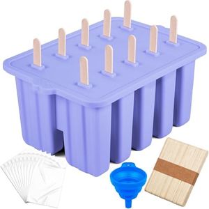 Silicone Popsicle Molds,10 Cavity Homemade ICE Popsicle Molds Food Grade BPA-Free with Popsicle Maker Sticks Popsicles Bags A Funnel,Popsicle Maker Popcycle Mold (Purple-10 Cavity)