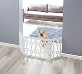 Wood Heart Indoor/Outdoor Solid Freestanding Foldable Adjustable 3-Section Pet Gate