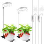 Kullsinss Grow Lights for Indoor Plants, 48 LEDs Full Spectrum Plant Grow Light with Detachable Base, Height Adjustable, 3 Spectrum Modes, Automatic Timer, Plant Light for Small Indoor Plants, 2 Pack